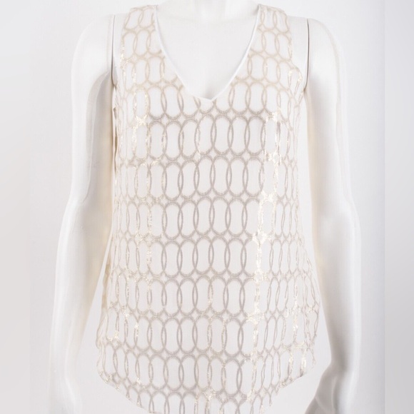 Silk White Gold White House Black Market Top Size Small - Picture 3 of 4